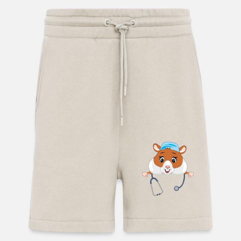 Médecin hamster mignon avec stéthoscope - Short bio décontracté fabriqué en UE - WARM CLAY