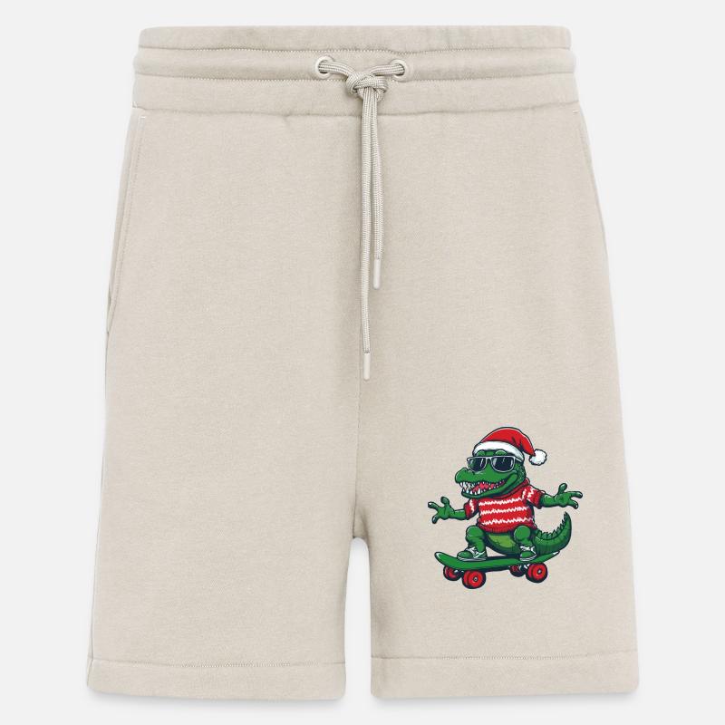 Alligator Noël drôle - Short bio décontracté fabriqué en UE - WARM CLAY
