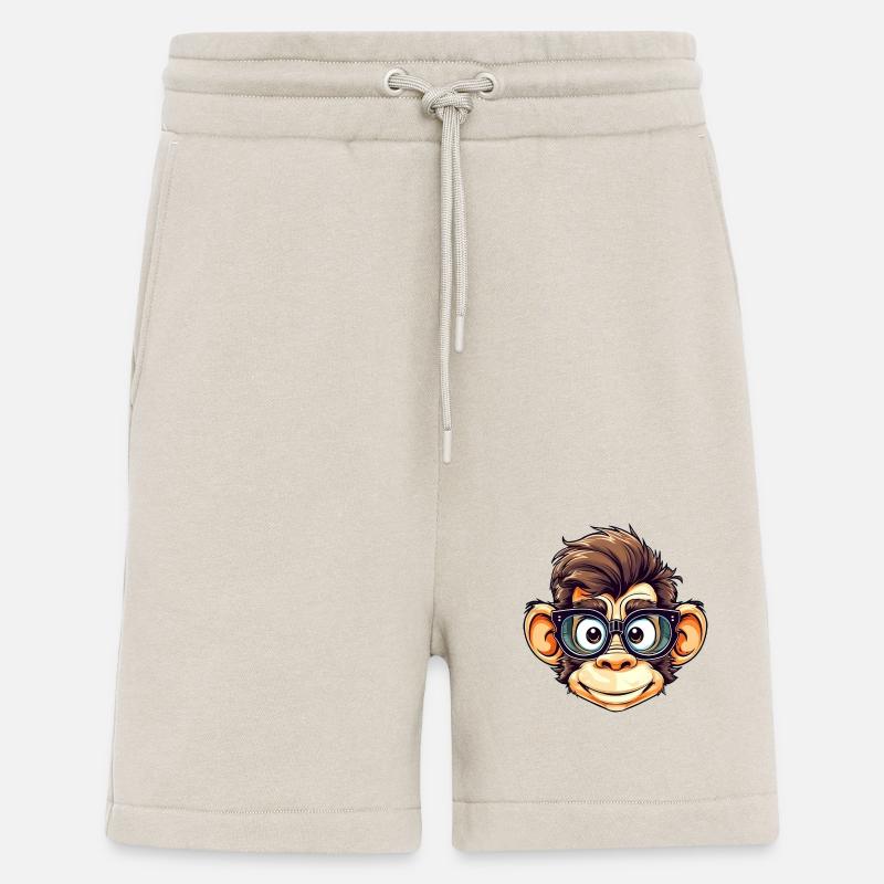 Nerdy chimpanzee with nerd glasses - Shorts - made by SPREAD - WARM CLAY