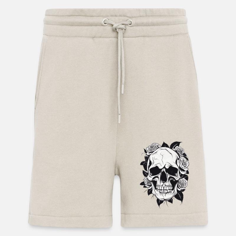 Crâne Crâne Roses Gothique - Short bio décontracté fabriqué en UE - WARM CLAY
