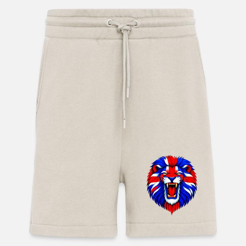 Lebendiger Löwenkopf mit Union Jack Mähne - Shorts - made by SPREAD - WARM CLAY