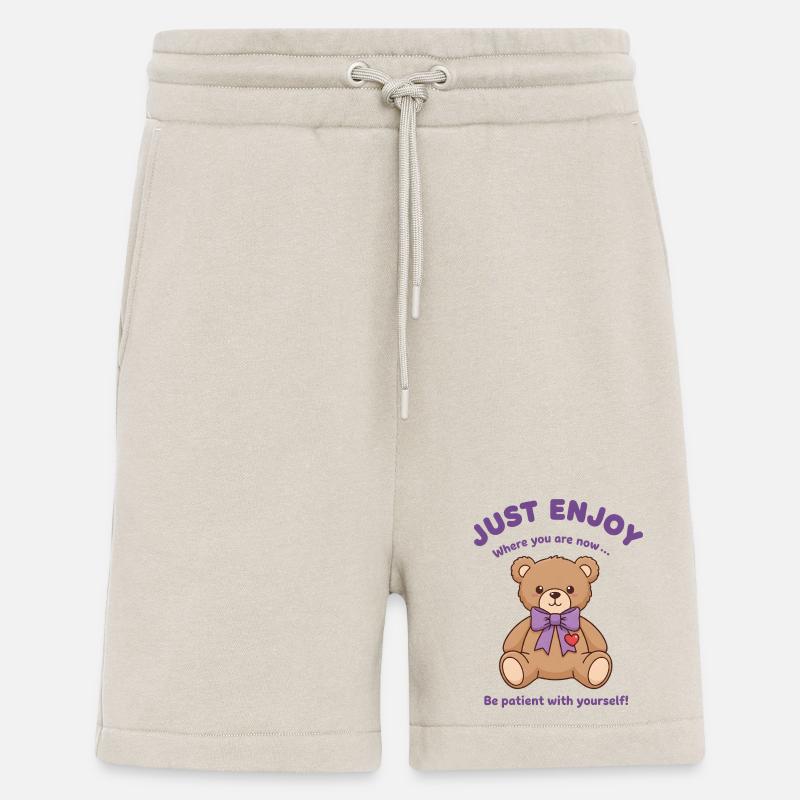 Ours en peluche Soyez patient avec vous-même - Short bio décontracté fabriqué en UE - WARM CLAY