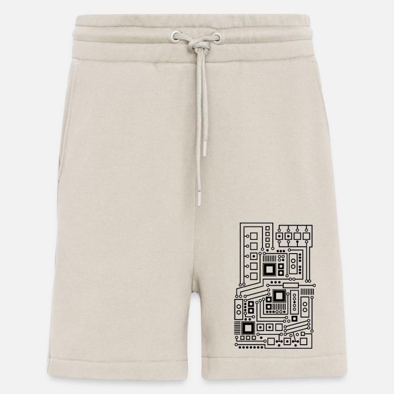Circuit board pattern technique nerd - Shorts - made by SPREAD - WARM CLAY