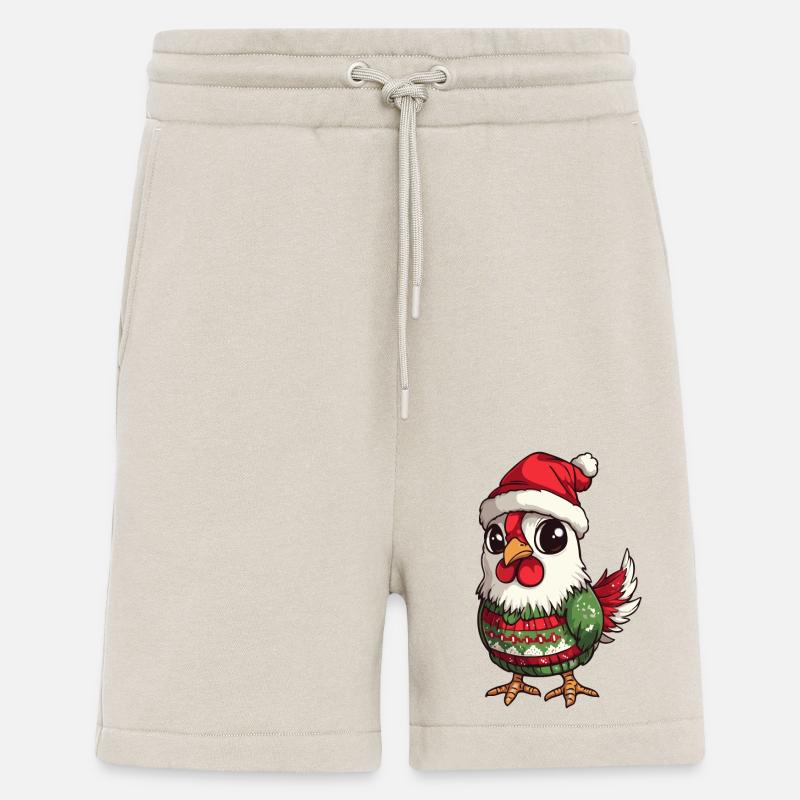 Coq Noël Bande dessinée - Short bio décontracté fabriqué en UE - WARM CLAY