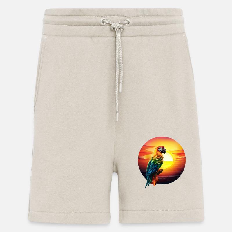 Perroquet au coucher du soleil - Short bio décontracté fabriqué en UE - WARM CLAY