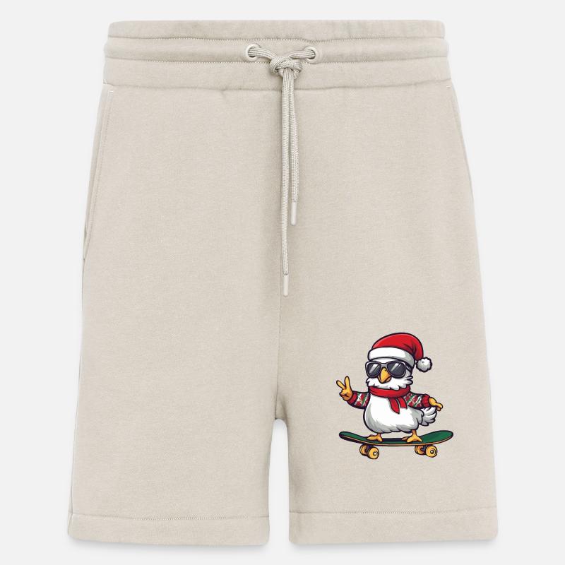 Poulet Noël drôle - Short bio décontracté fabriqué en UE - WARM CLAY