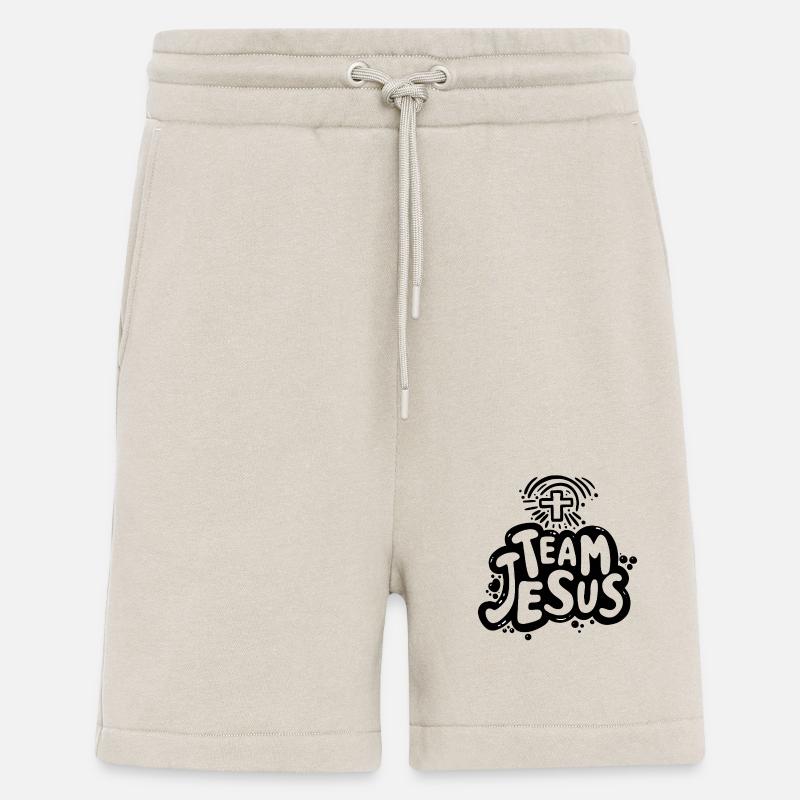 Logo de l’équipe Jésus - Noir - Short bio décontracté fabriqué en UE - WARM CLAY