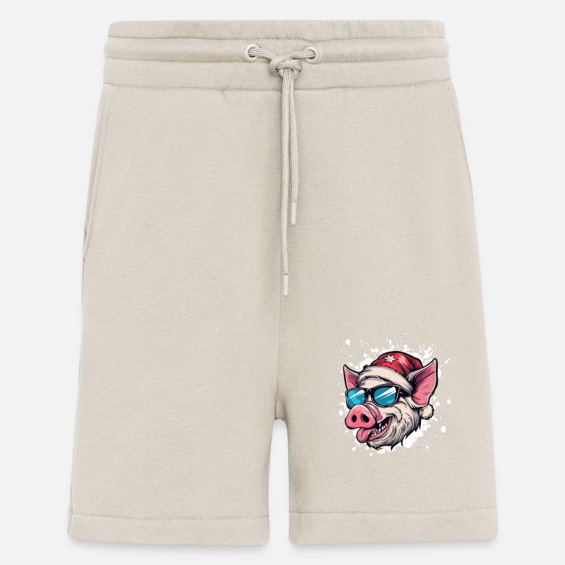 Cochon Noël Drôle - Short bio décontracté fabriqué en UE - WARM CLAY