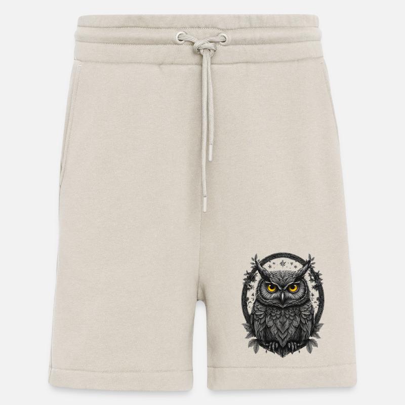 Silbergraue Eule im Sternenring - Shorts - made by SPREAD - WARM CLAY