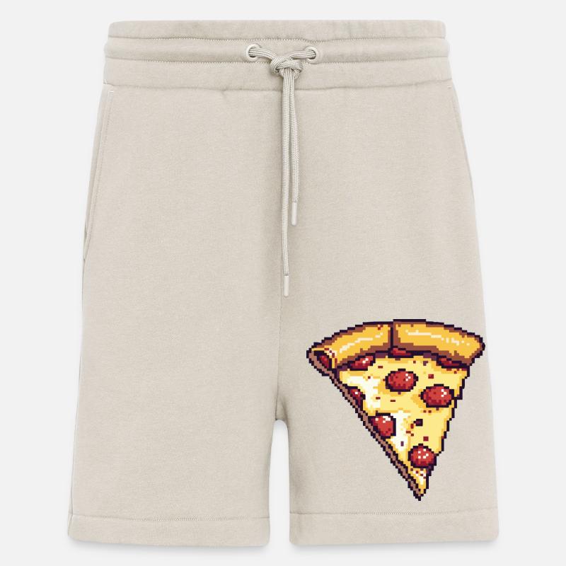 Icône pixel de pizza - Short bio décontracté fabriqué en UE - WARM CLAY