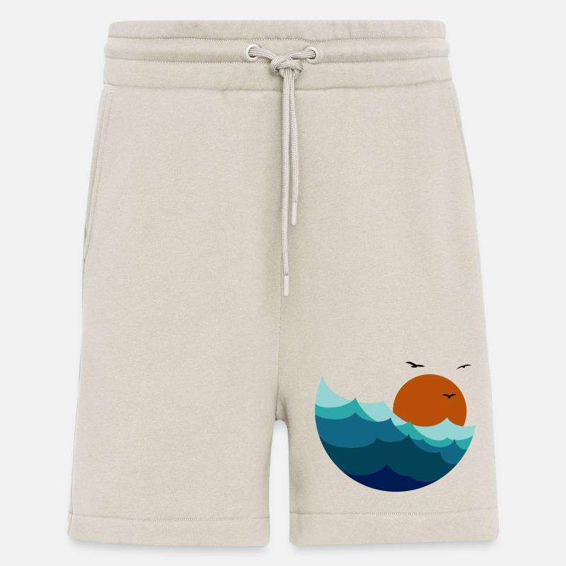 Vagues Coucher de soleil - Short bio décontracté fabriqué en UE - WARM CLAY