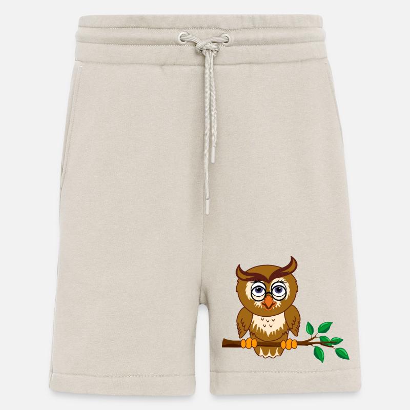 Schlaue Eule auf Ast - Shorts - made by SPREAD - WARM CLAY