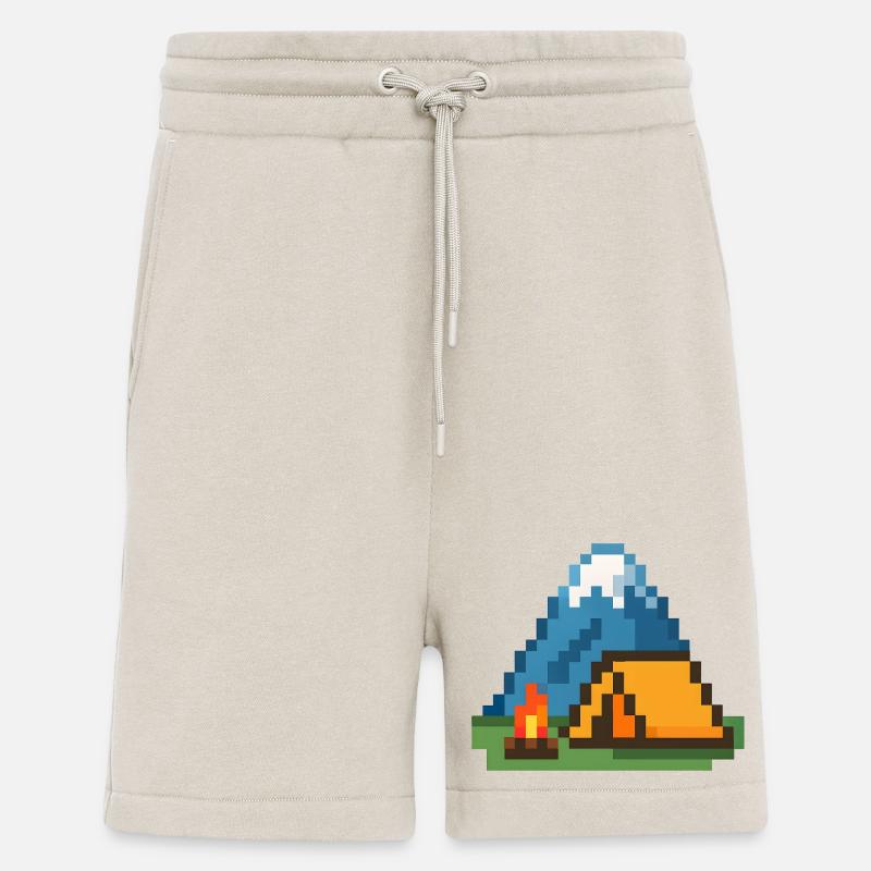 Pixel Campfire at the Mountain Tent - Shorts - made by SPREAD - WARM CLAY