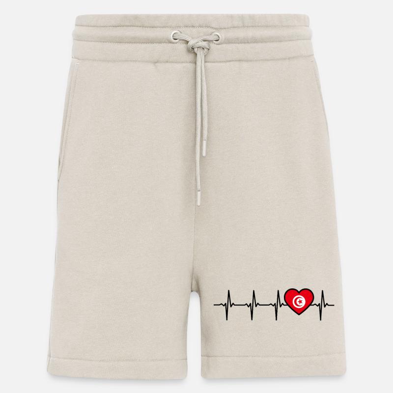 Tunisie Heartbeat Drapeau Tunisien - Short bio décontracté fabriqué en UE - WARM CLAY