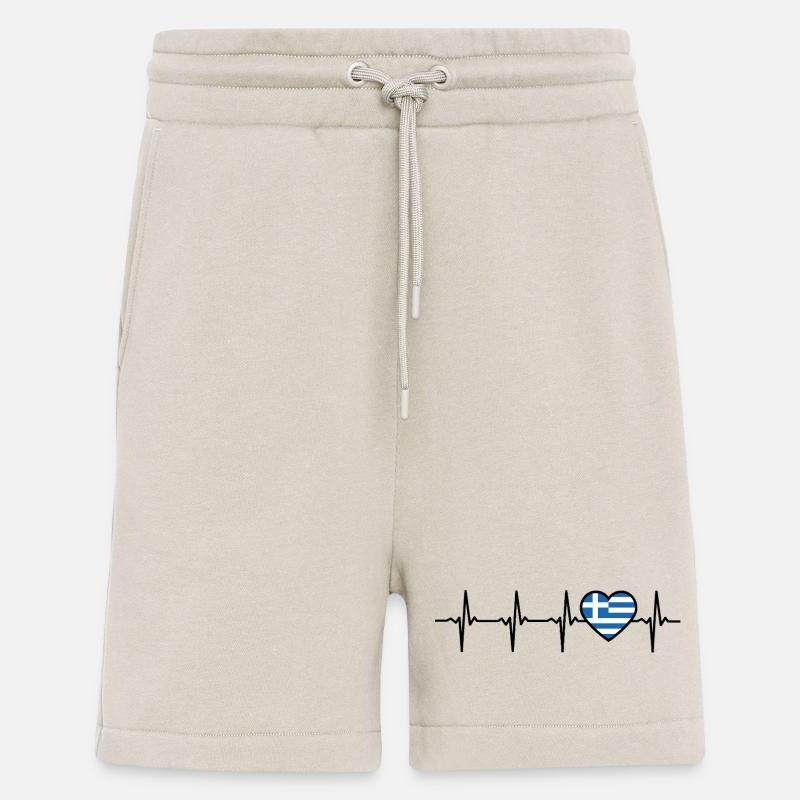 Grèce Heartbeat Drapeau Grec - Short bio décontracté fabriqué en UE - WARM CLAY
