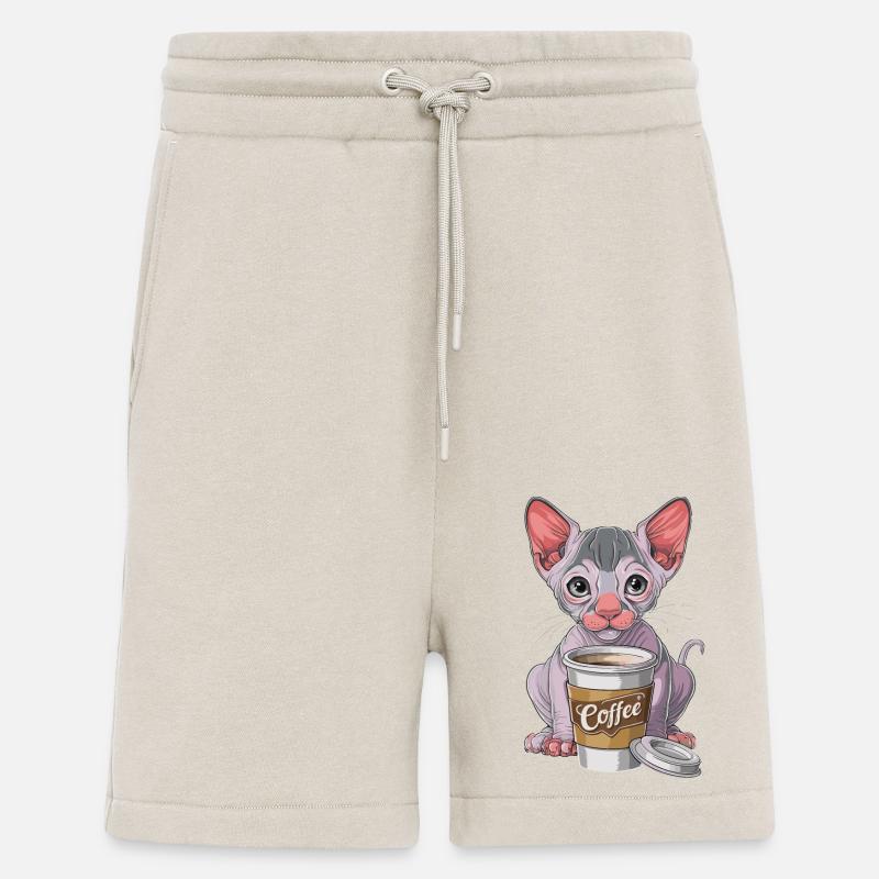 Nacktkatze mit Kaffee - Shorts - made by SPREAD - WARM CLAY