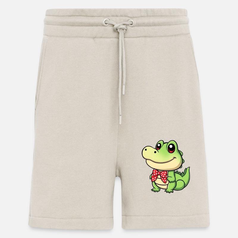 süßes Comic-Krokodil mit roter Krawatte - Shorts - made by SPREAD - WARM CLAY