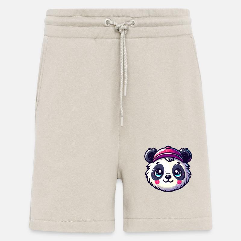 Tête de Panda a casquette - Short bio décontracté fabriqué en UE - WARM CLAY