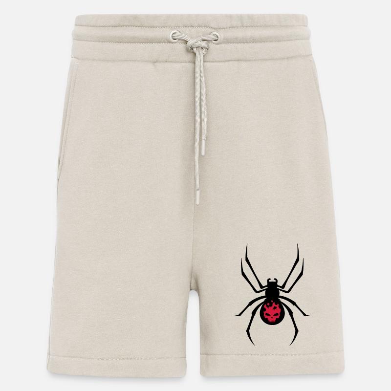 Schwarze Spinne mit Skull Muster - Shorts - made by SPREAD - WARM CLAY