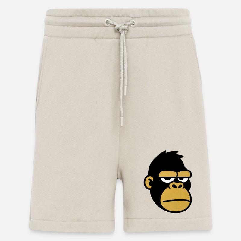 Dessin animé Tête de singe fatiguée - Short bio décontracté fabriqué en UE - WARM CLAY