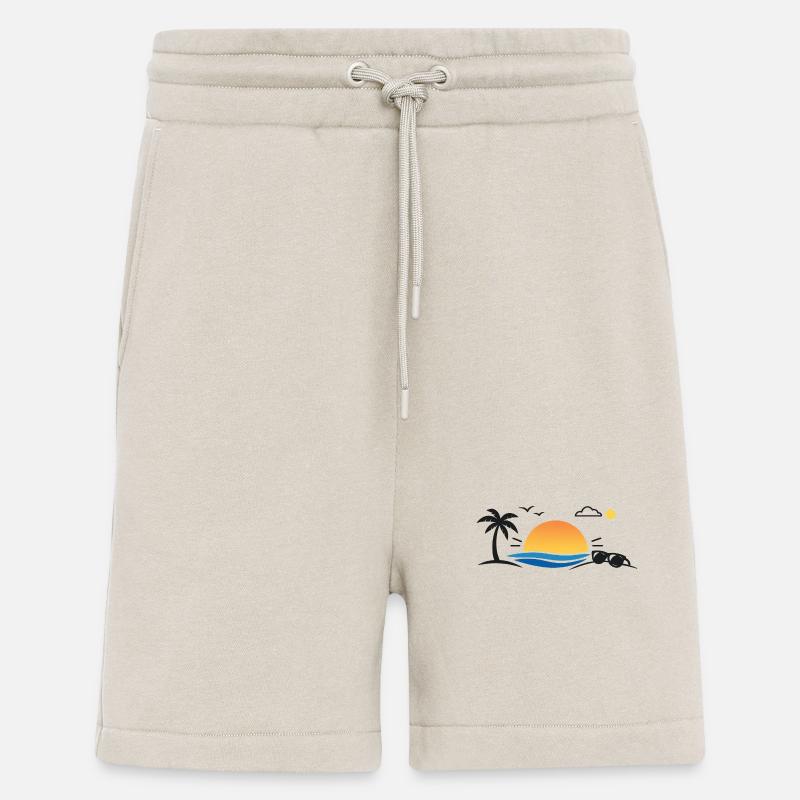 Sunset over palm tree beach - Shorts - made by SPREAD - WARM CLAY