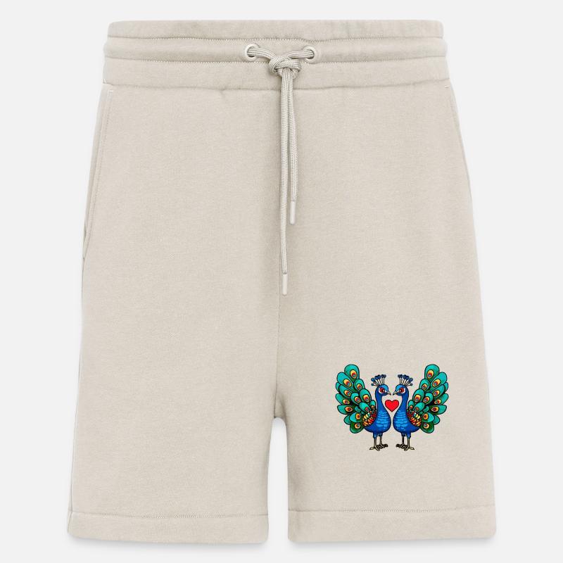 Couple d’oiseau paon e Saint-Valentin - Short bio décontracté fabriqué en UE - WARM CLAY