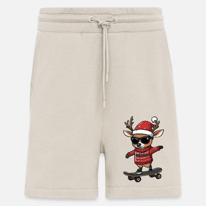 Cerf Noël Drôle - Short bio décontracté fabriqué en UE - WARM CLAY