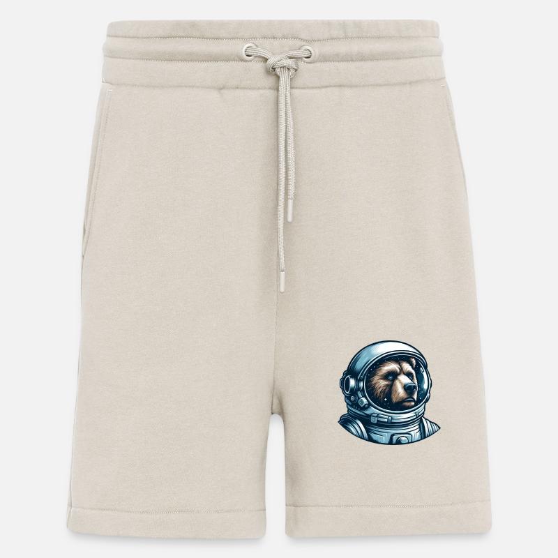 Pensive bear in outer space - Shorts - made by SPREAD - WARM CLAY