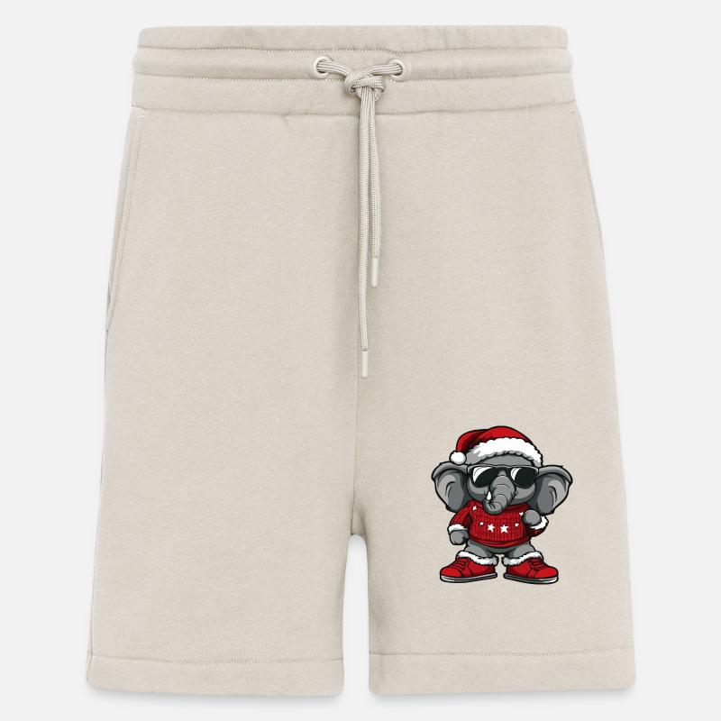 Éléphant Noël Cool Noël - Short bio décontracté fabriqué en UE - WARM CLAY