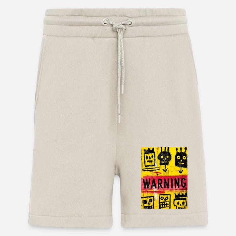 Expressionist Skull Art with Warning Message - Short bio décontracté fabriqué en UE - WARM CLAY