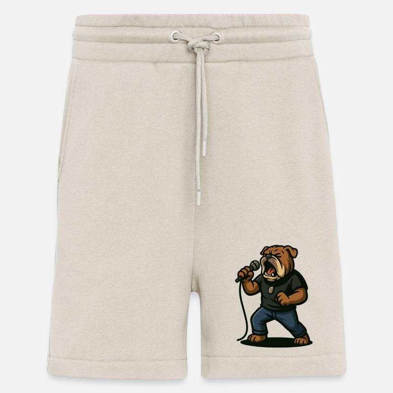 Rocksängerin Bulldogge mit Mikrofonkunst - Shorts - made by SPREAD - WARM CLAY