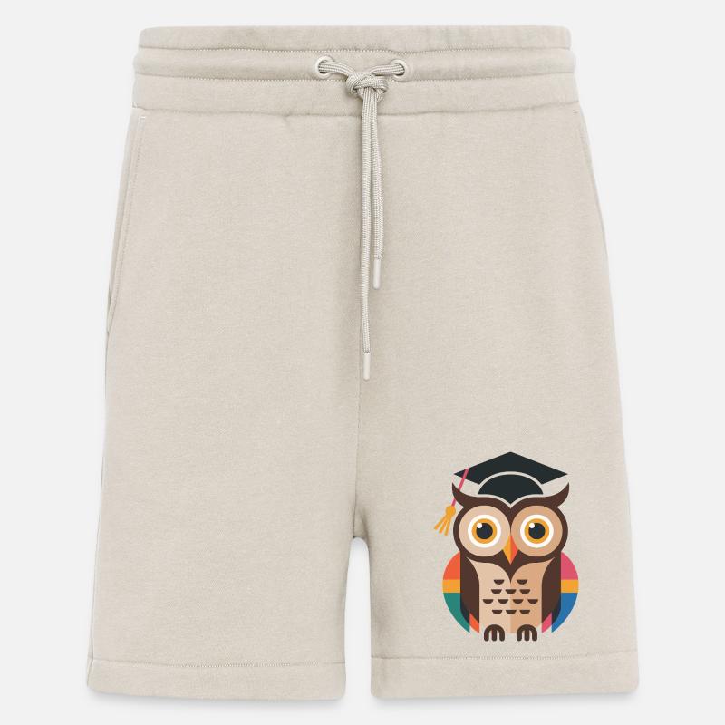 Bunte Abschluss-Eule mit bunten Gefieder - Shorts - made by SPREAD - WARM CLAY