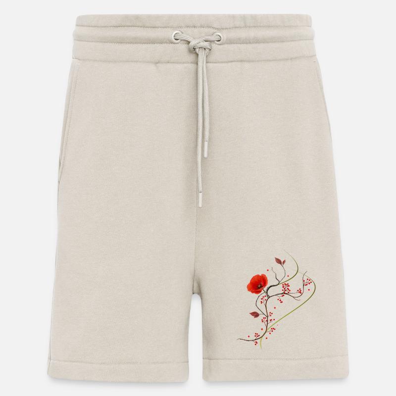 Ikebana Collage mit Mohnblume Zen Stil - Shorts - made by SPREAD - WARM CLAY