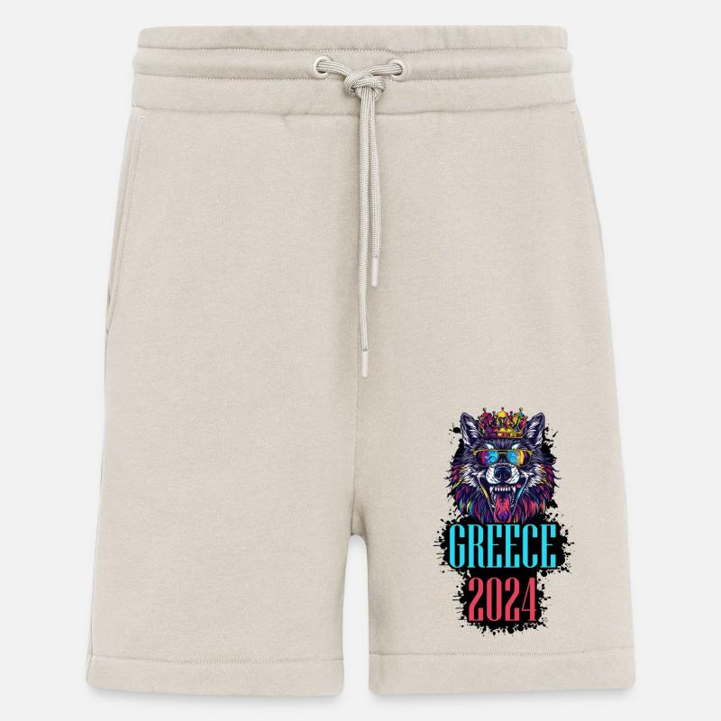 Grèce 2024 Vacances Loup - Short bio décontracté fabriqué en UE - WARM CLAY