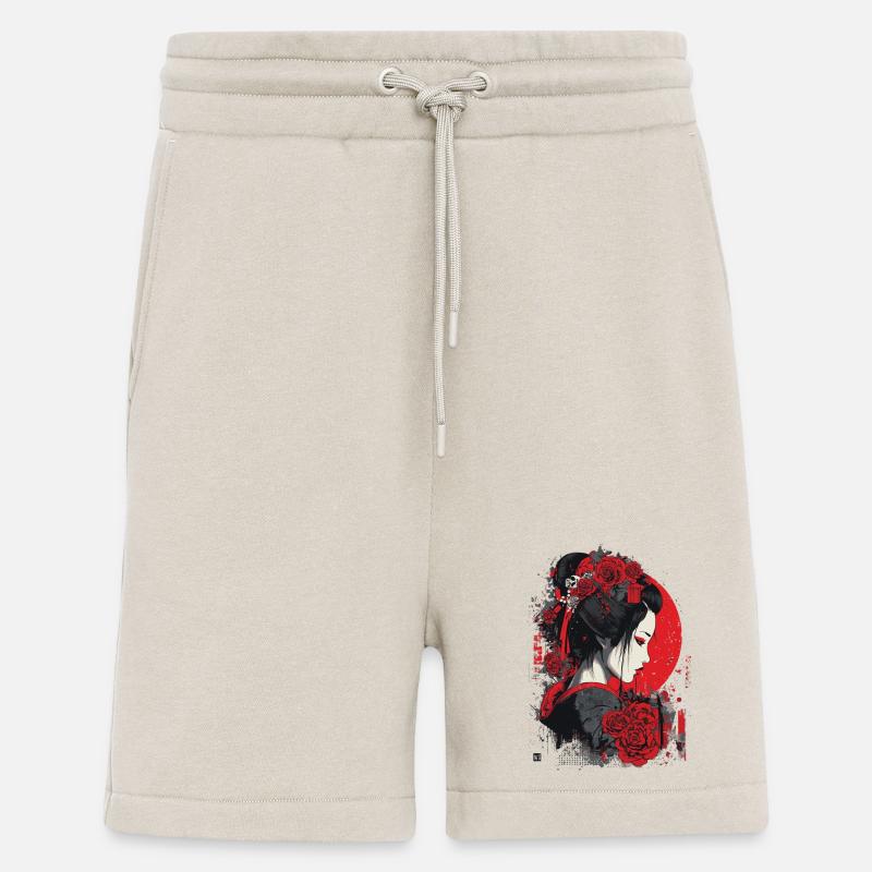 Geisha mit roten Rosen - Shorts - made by SPREAD - WARM CLAY