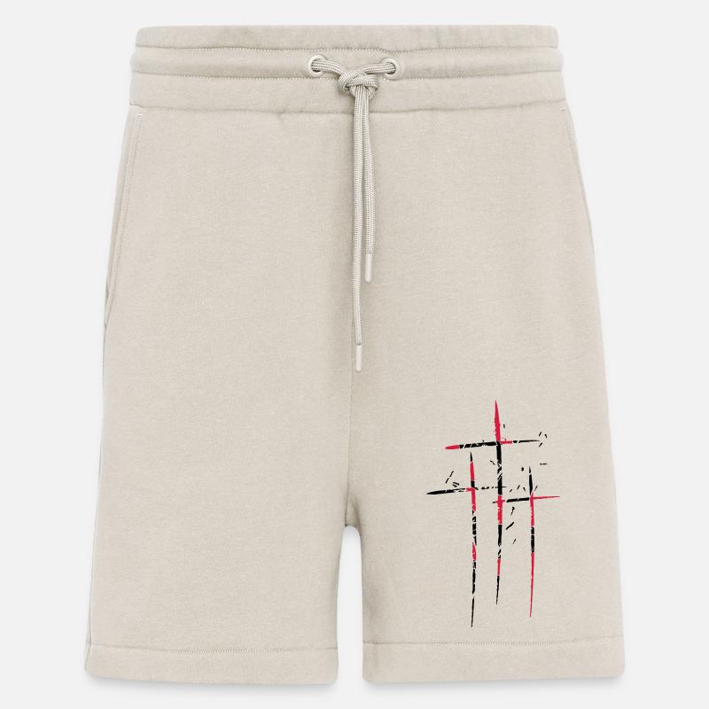 3 croci design pattern zero fresco simbolo vecchie - Pantaloncini ecologici casual Made in UE - WARM CLAY