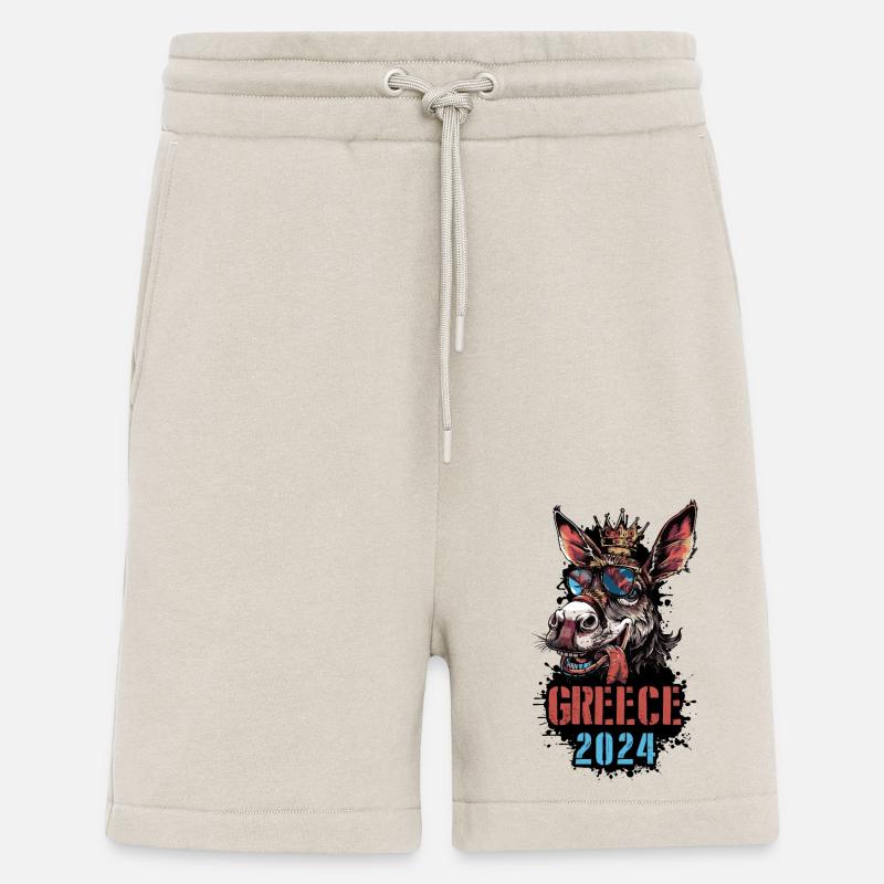 Grèce 2024 Vacances Âne - Short bio décontracté fabriqué en UE - WARM CLAY
