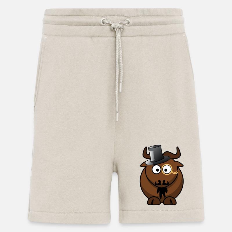 Caricature de buffle avec monocle - Short bio décontracté fabriqué en UE - WARM CLAY