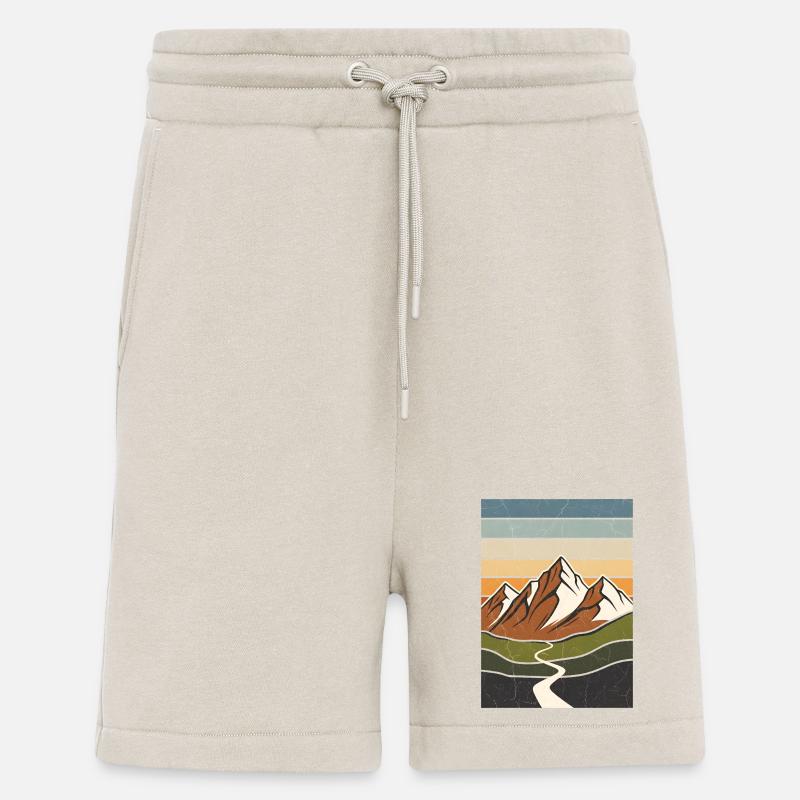 Hiking - Retro Mountains and Path - Shorts - made by SPREAD - WARM CLAY