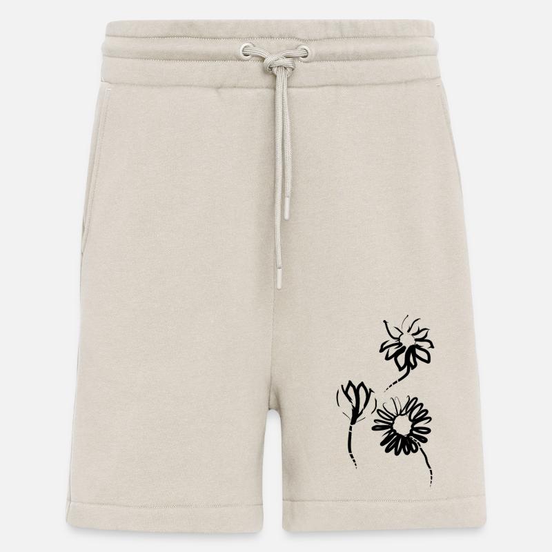 Fleurs dessinées à la main - Short bio décontracté fabriqué en UE - WARM CLAY