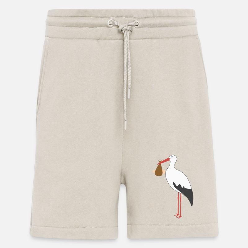 Cigogne apportant un bébé - Short bio décontracté fabriqué en UE - WARM CLAY