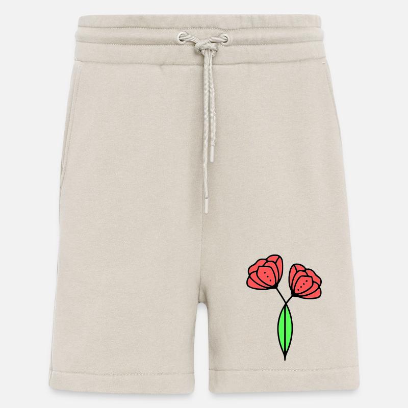mohnblume-mohnblumen-minimalistisch-line-art-6 - Shorts - made by SPREAD - WARM CLAY
