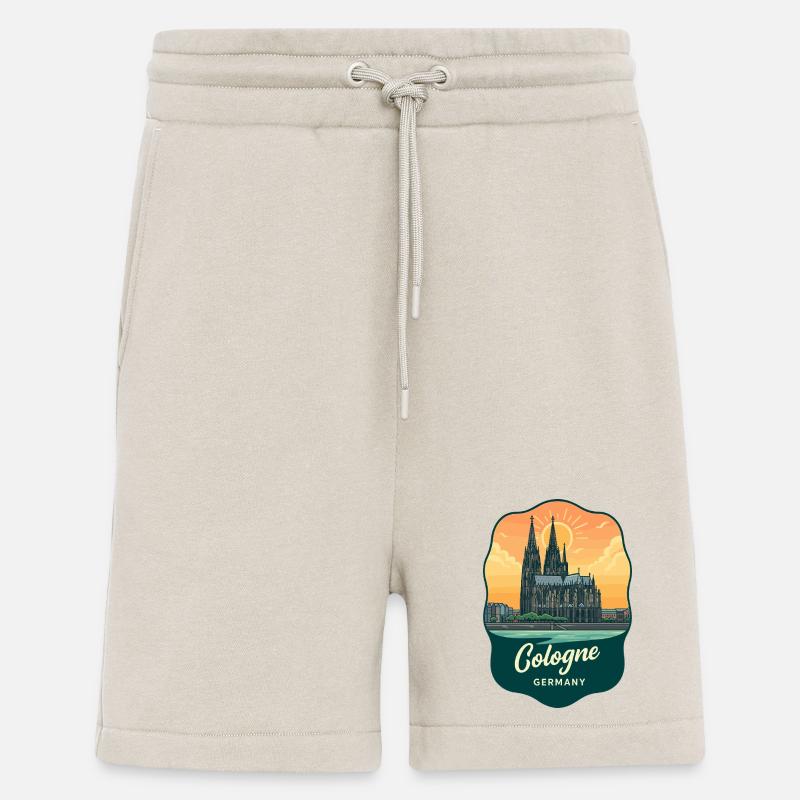 Kölner Dom, Retro-Sonnenuntergangsabzeichen - Shorts - made by SPREAD - WARM CLAY