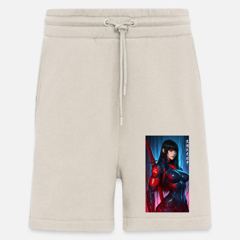 3D Sci-Fi Cyberpunk-Samurai-Kriegerin mit Katana - Shorts - made by SPREAD - WARM CLAY