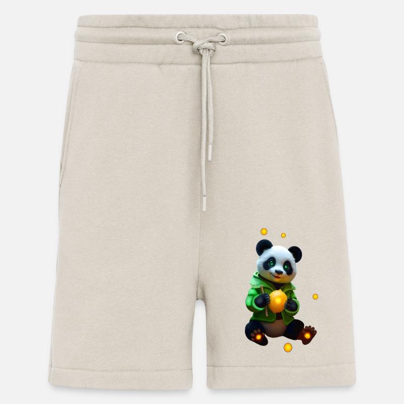 Cyber panda avec citron néon - Short bio décontracté fabriqué en UE - WARM CLAY