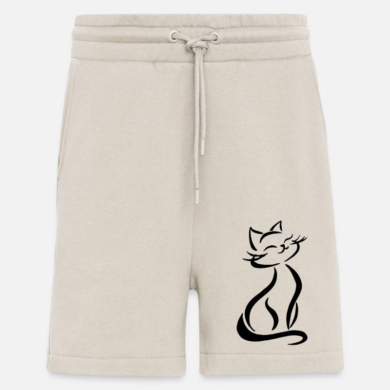 Dessin de chats mignons - Short bio décontracté fabriqué en UE - WARM CLAY
