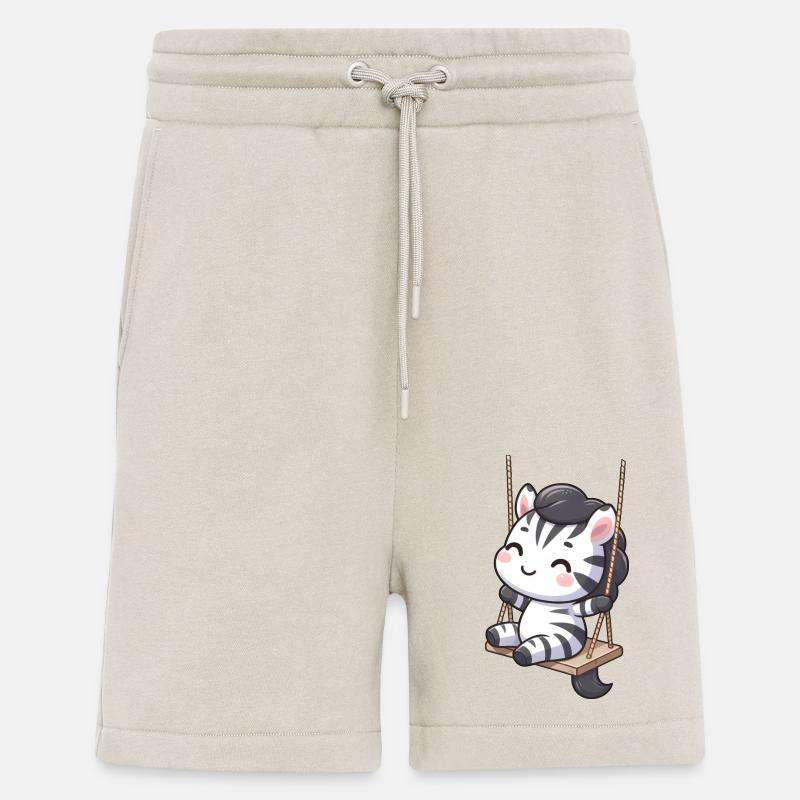 Cartoon zebra on a swing - Shorts - made by SPREAD - WARM CLAY