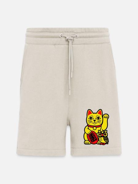 Lucky cat with little owl - Shorts - made by SPREAD - WARM CLAY