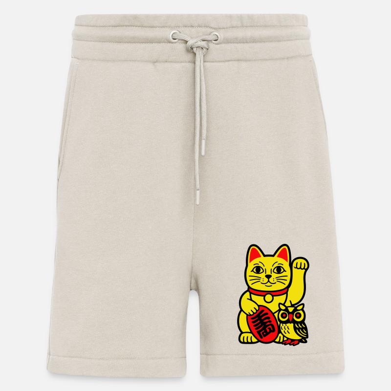 Glückskatze mit kleiner Eule - Shorts - made by SPREAD - WARM CLAY