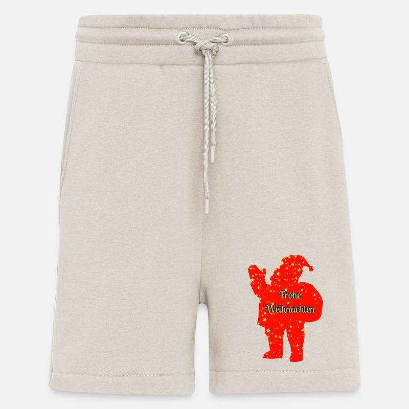Père Noël Rouge Joyeux Noël Texte - Short bio décontracté fabriqué en UE - WARM CLAY
